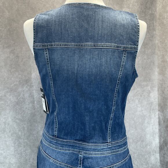 Guess Layla Blue Denim Jumpsuit Women's Size XL Sleeveless V Neck New with Tag - Picture 5 of 9
